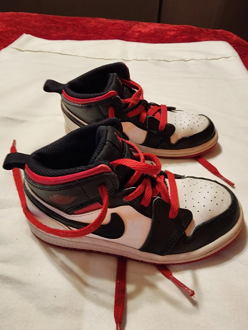 Jordan Kids Black White Red High-Top Sneakers